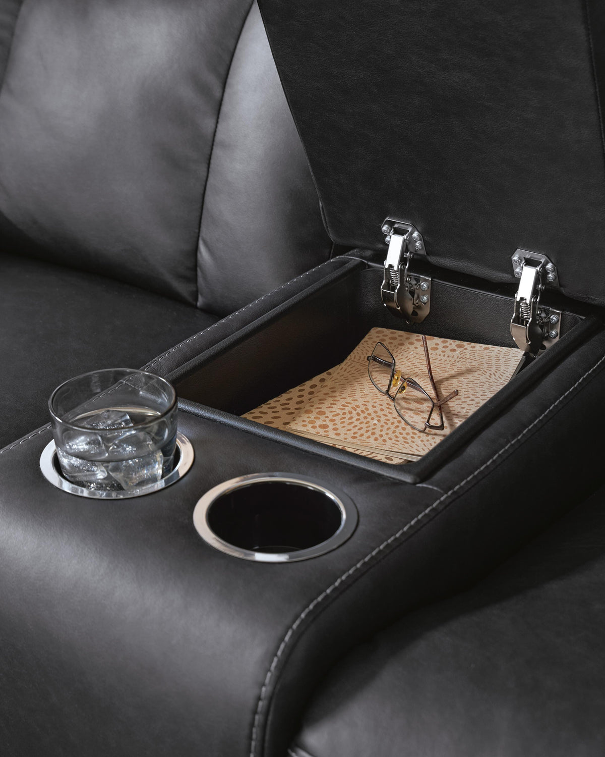 Mackmenville Reclining Loveseat with Console in Carbon, alternate view 8