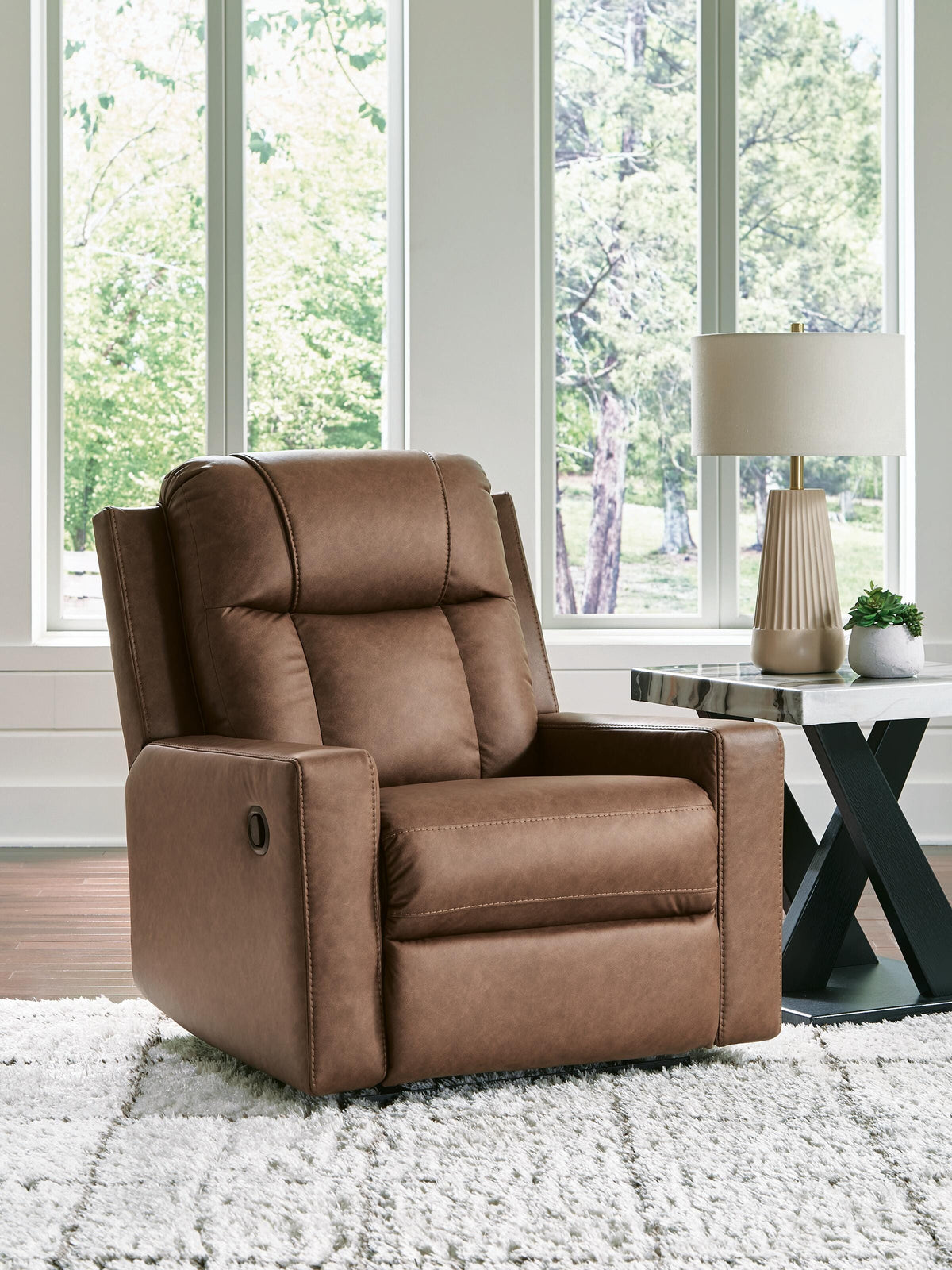 Mackmenville Recliner in Caramel, closed view