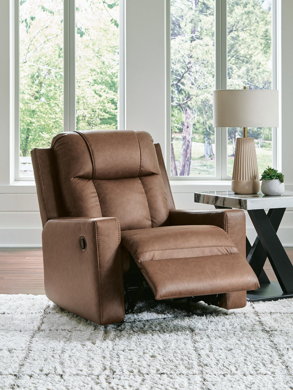 Mackmenville Recliner in Caramel, open view