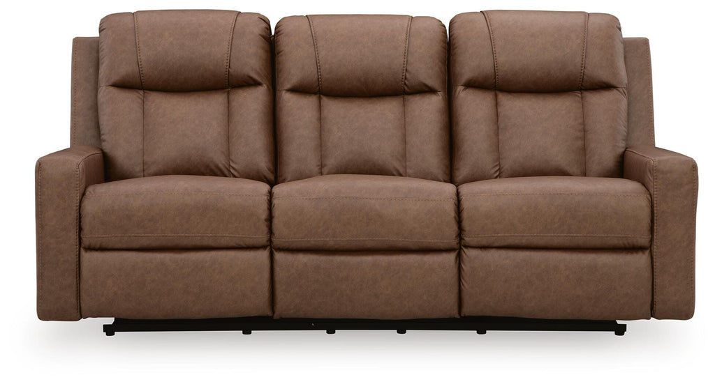 Mackmenville Reclining Sofa in Caramel, front view