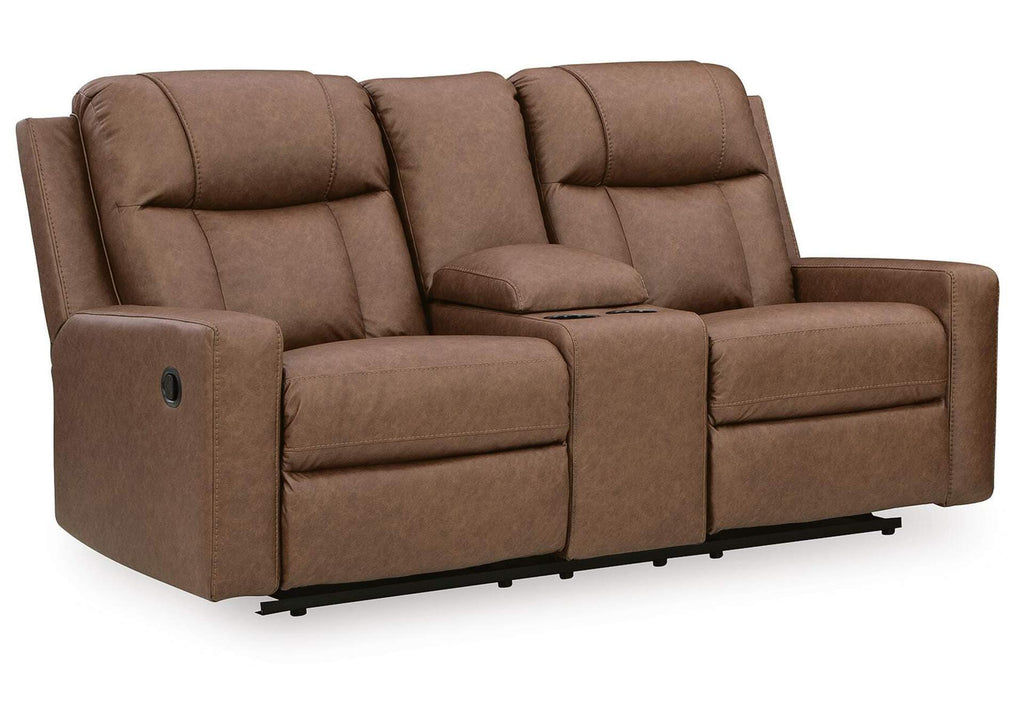 Mackmenville Reclining Sofa and Reclining Loveseat with Console angled view