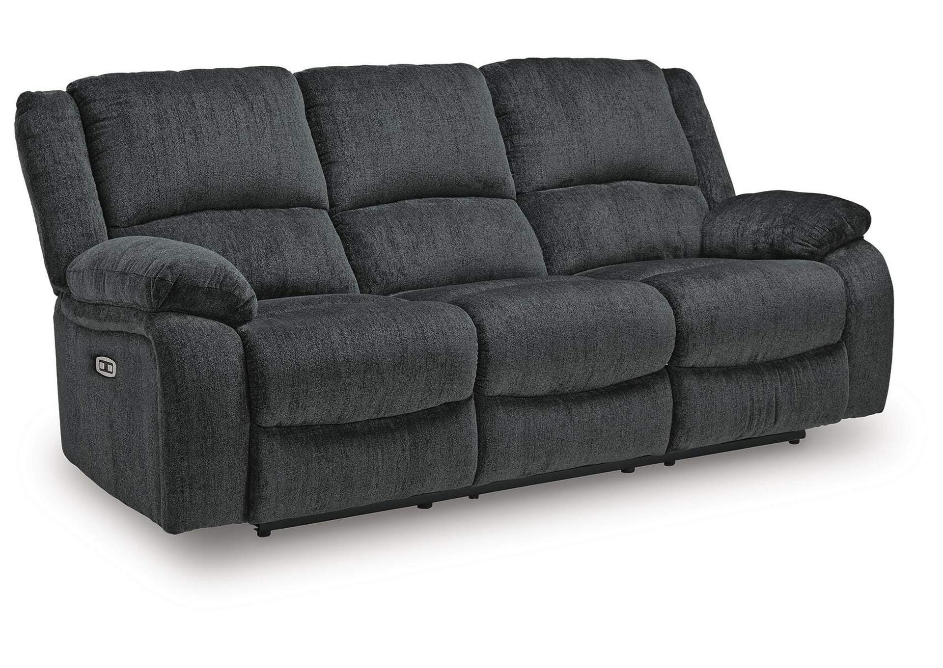 Draycoll Power Reclining Sofa and Loveseat Set angled view