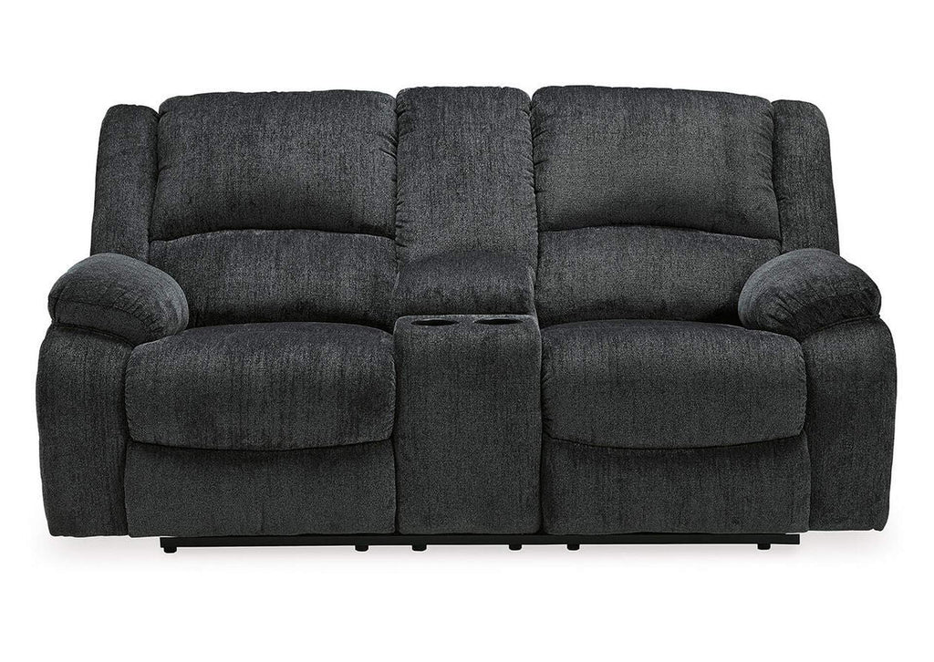 Draycoll Reclining Loveseat with Console front view
