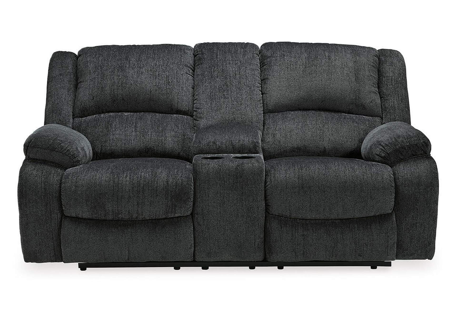 Draycoll Reclining Loveseat with Console front view