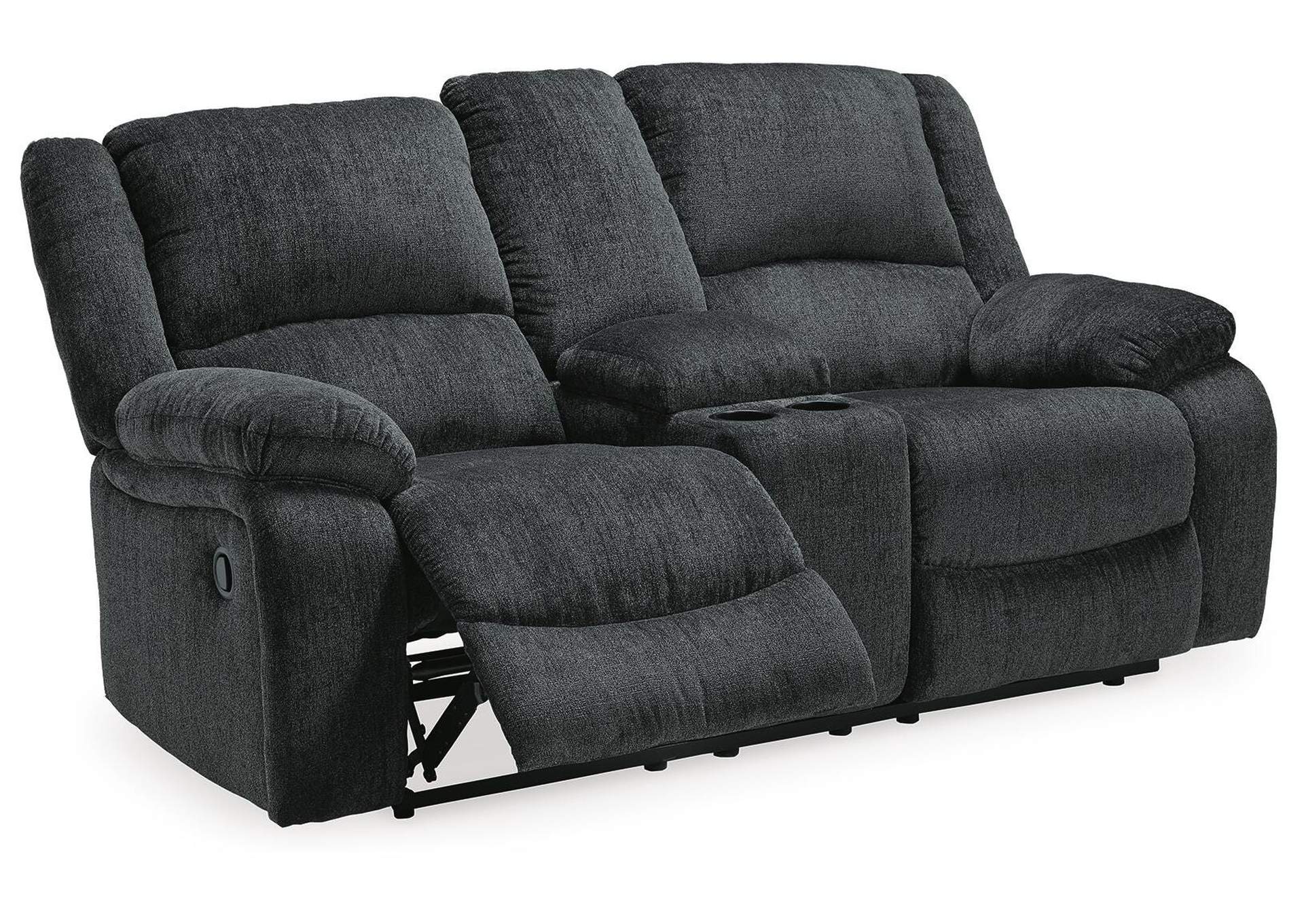 Draycoll Reclining Loveseat with Console angled view