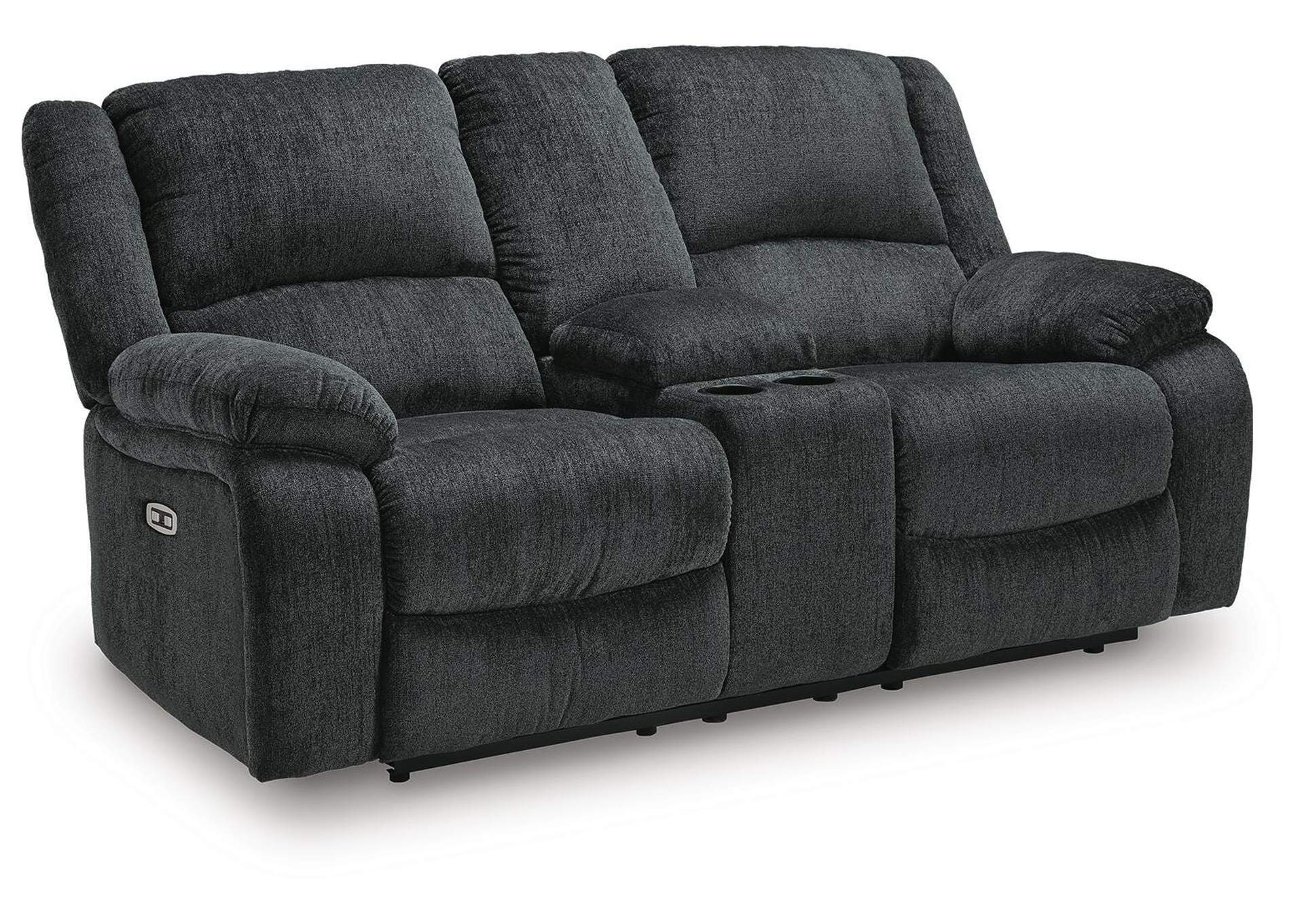 Draycoll Power Sofa, Loveseat and Recliner angled view
