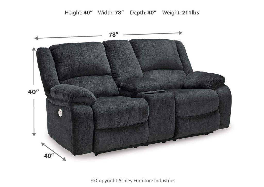Draycoll Power Reclining Loveseat with Console dimensions