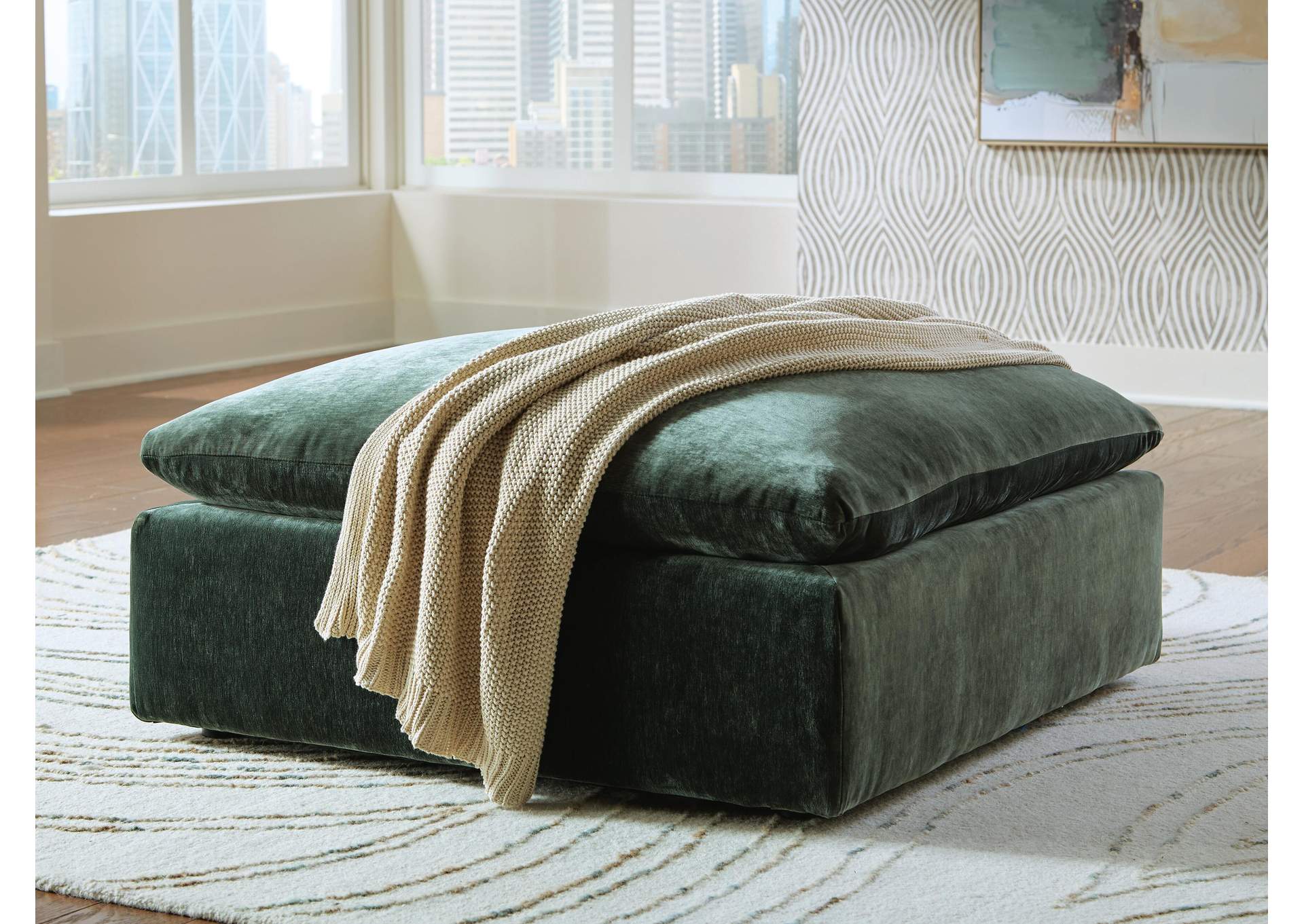 Carriage View Oversized Accent Ottoman