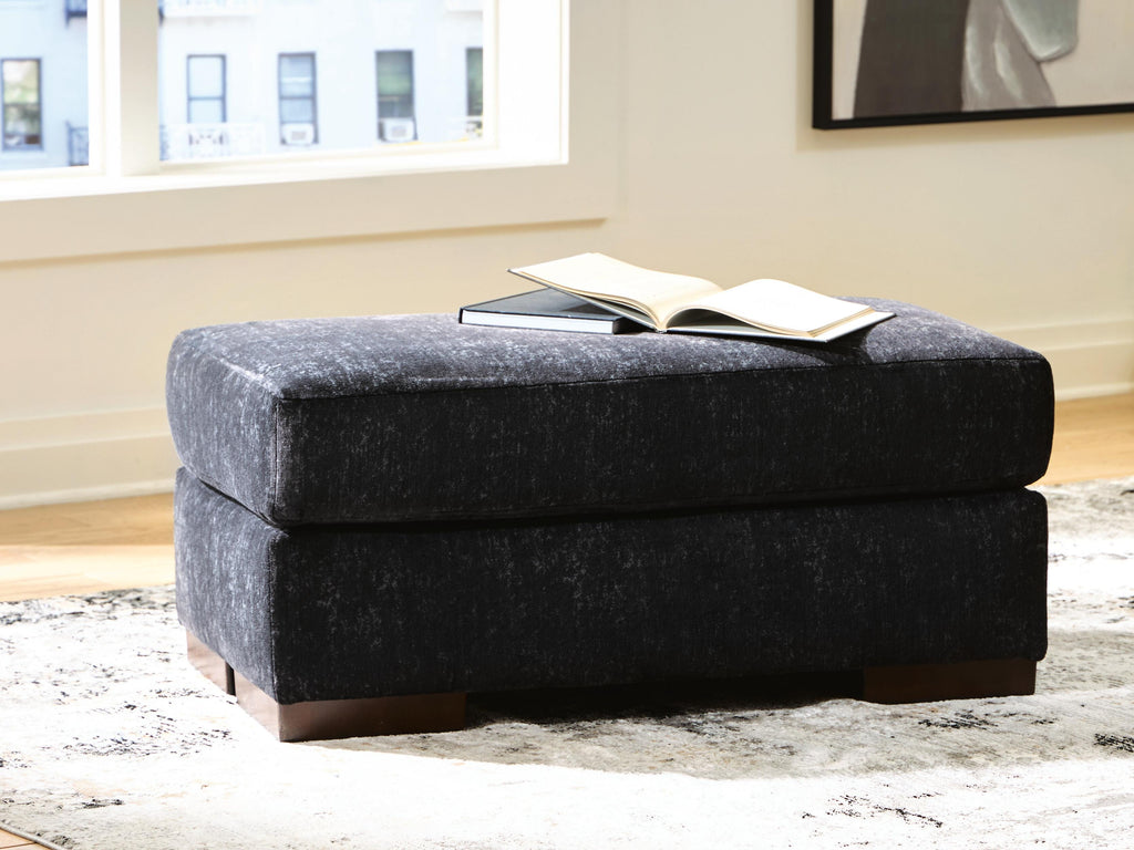 Whitmore Manor Ottoman in Black Pearl, lifestyle view