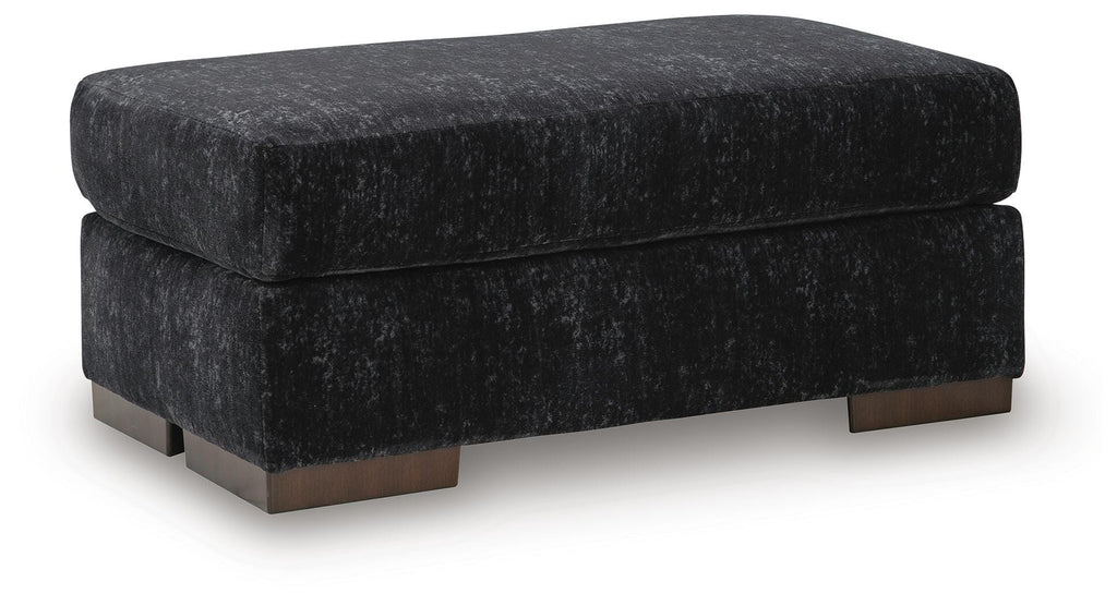 Whitmore Manor Ottoman in Black Pearl, angle view