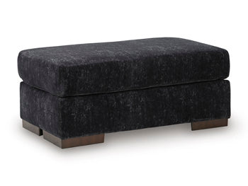 Whitmore Manor Ottoman in Black Pearl, angle view