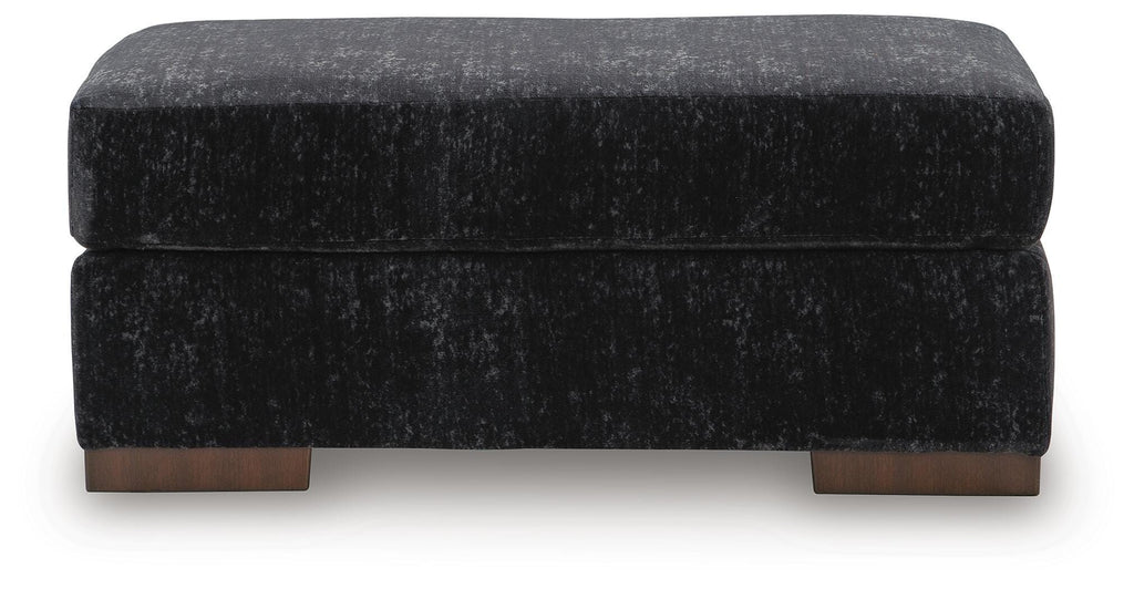 Whitmore Manor Ottoman in Black Pearl, front view