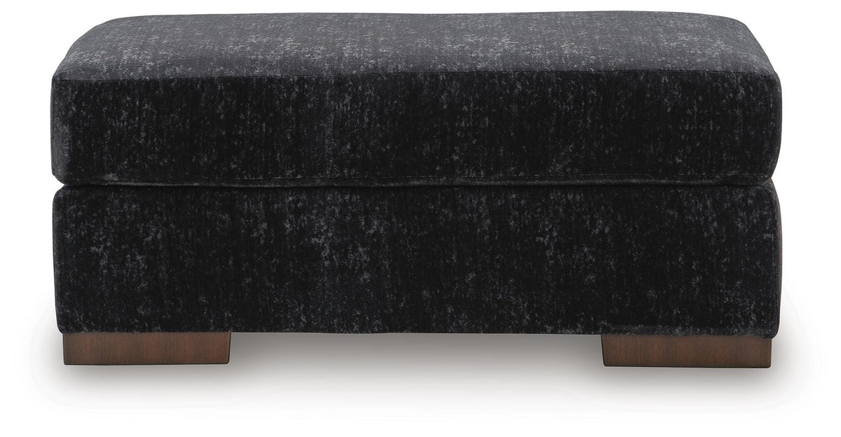 Whitmore Manor Ottoman in Black Pearl, front view