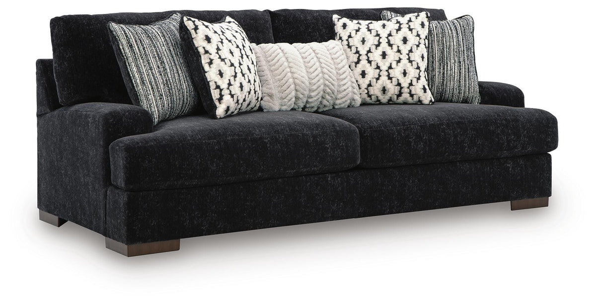 Whitmore Manor Sofa in Black Pearl, angle view