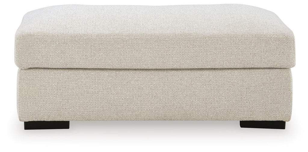 Conlee-Pike Ottoman in Linen, front view