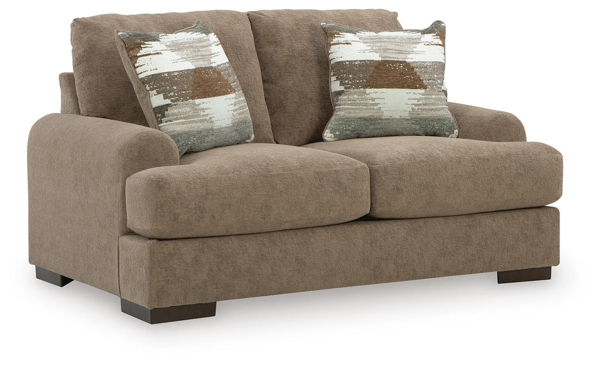 Jayne Park Loveseat in Pecan, angle view