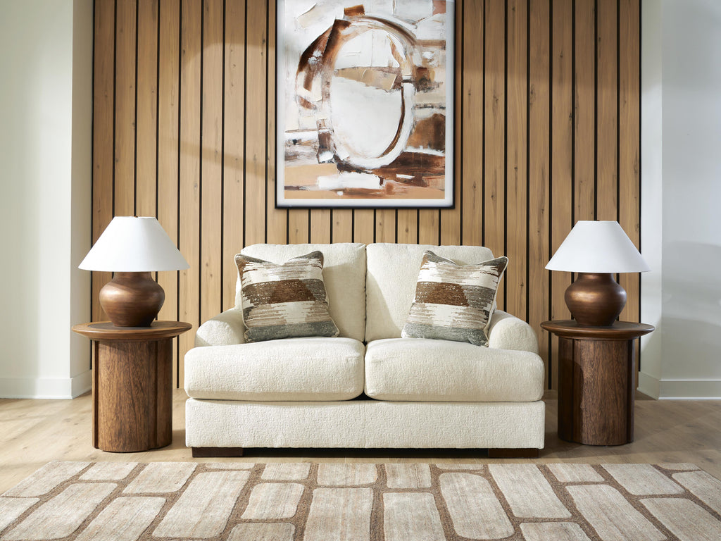 Jayne Park Loveseat in Sand, lifestyle view