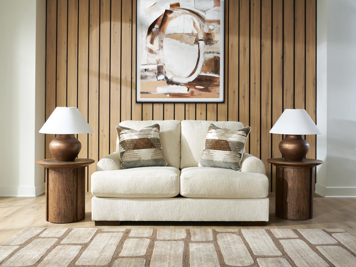 Jayne Park Loveseat in Sand, lifestyle view