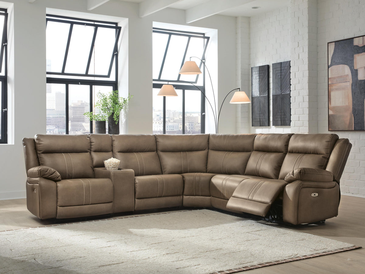 Max-Momentum sectional, 6-Piece Power Reclining Sectional with Audio Console · 127 × 114 × 42 in, view 2