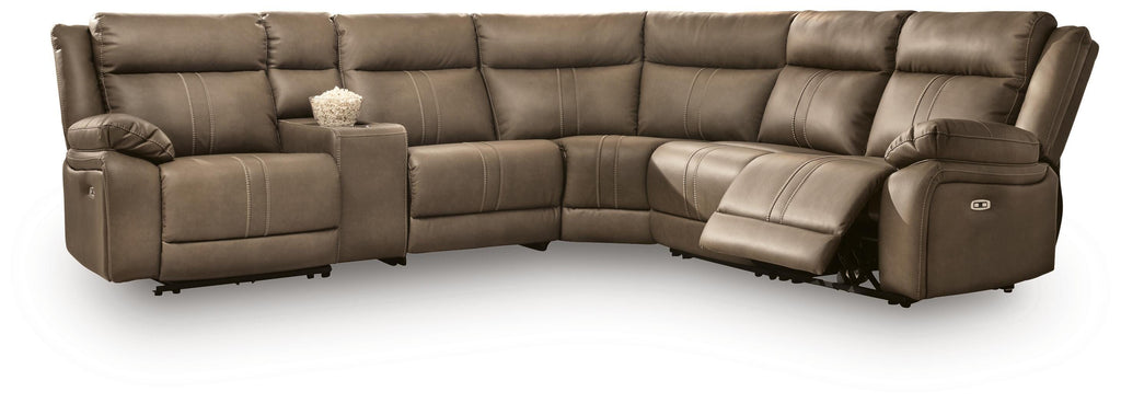 Max-Momentum sectional, 6-Piece Power Reclining Sectional with Audio Console · 127 × 114 × 42 in, view 1