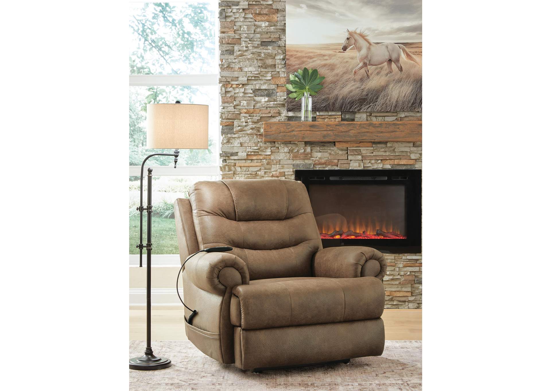 Revived and Restored Power Lift Recliner angled view