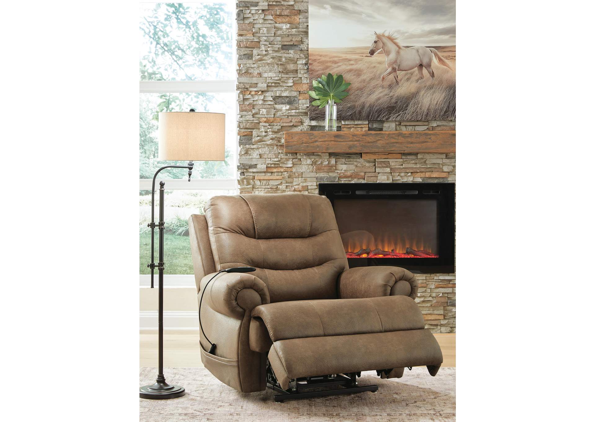 Revived and Restored Power Lift Recliner angled view