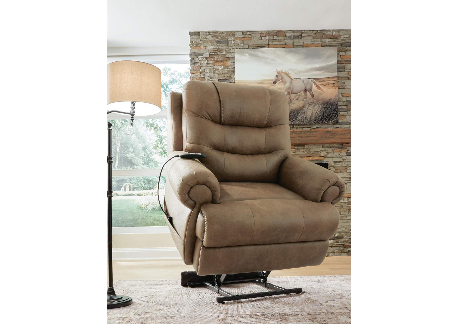 Revived and Restored Power Lift Recliner angled view