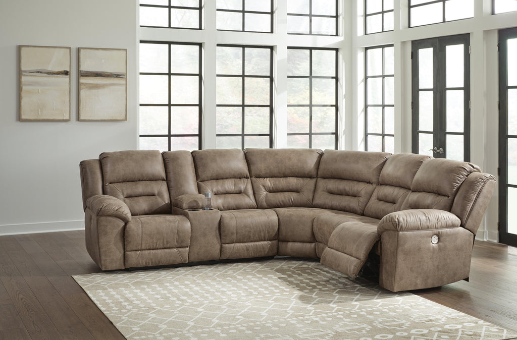 Ravenel sectional, 3-Piece Power Reclining Sectional · 120 × 107 × 43 in, view 2