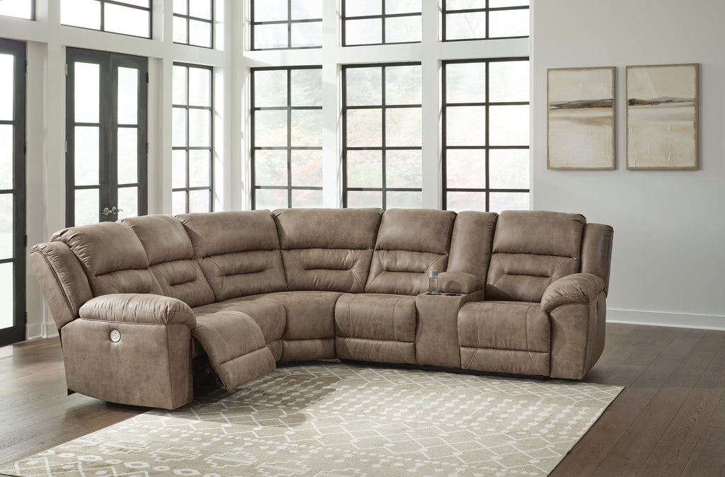 Ravenel sectional, 3-Piece Power Reclining Sectional · 107 × 120 × 43 in, view 2