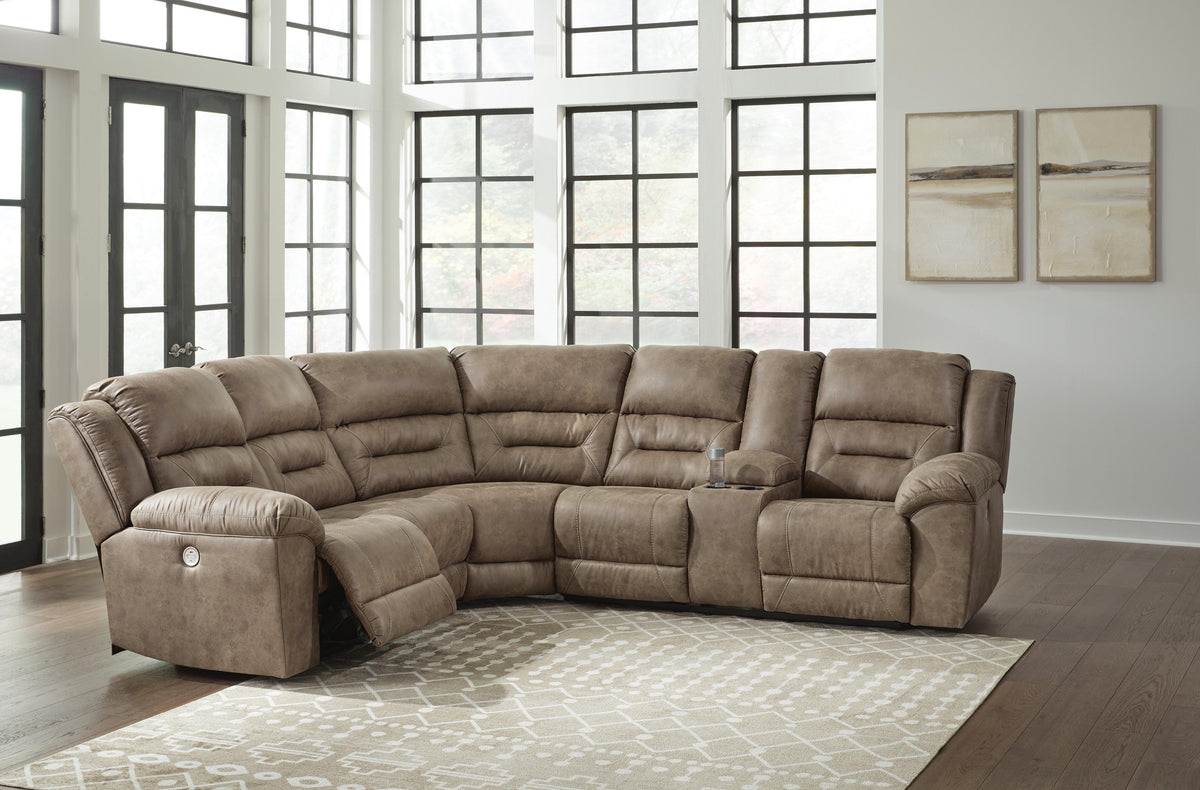 Ravenel sectional, 3-Piece Power Reclining Sectional · 107 × 120 × 43 in, view 2