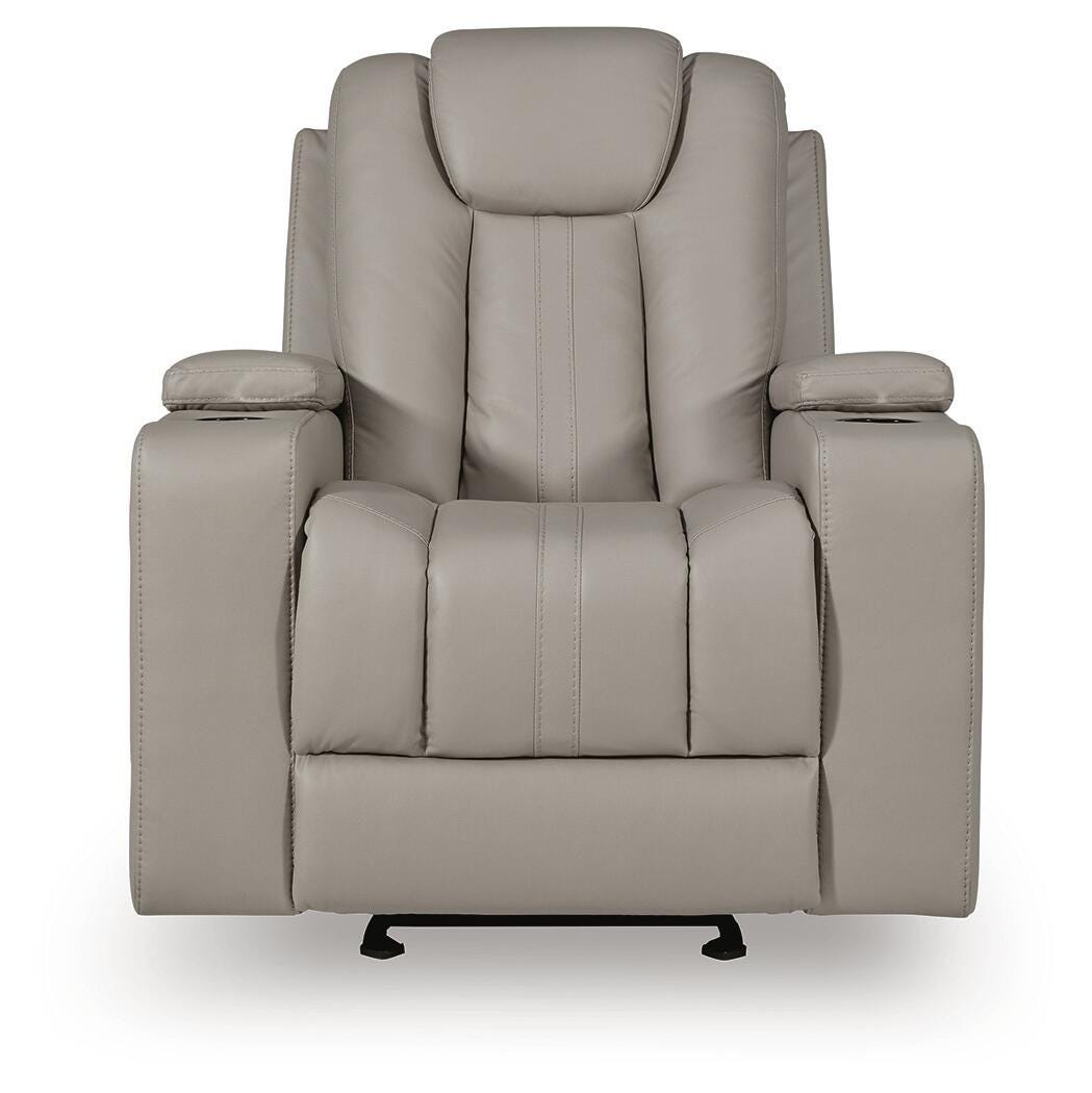 Elevate Edges Glider Recliner in Coin, front view