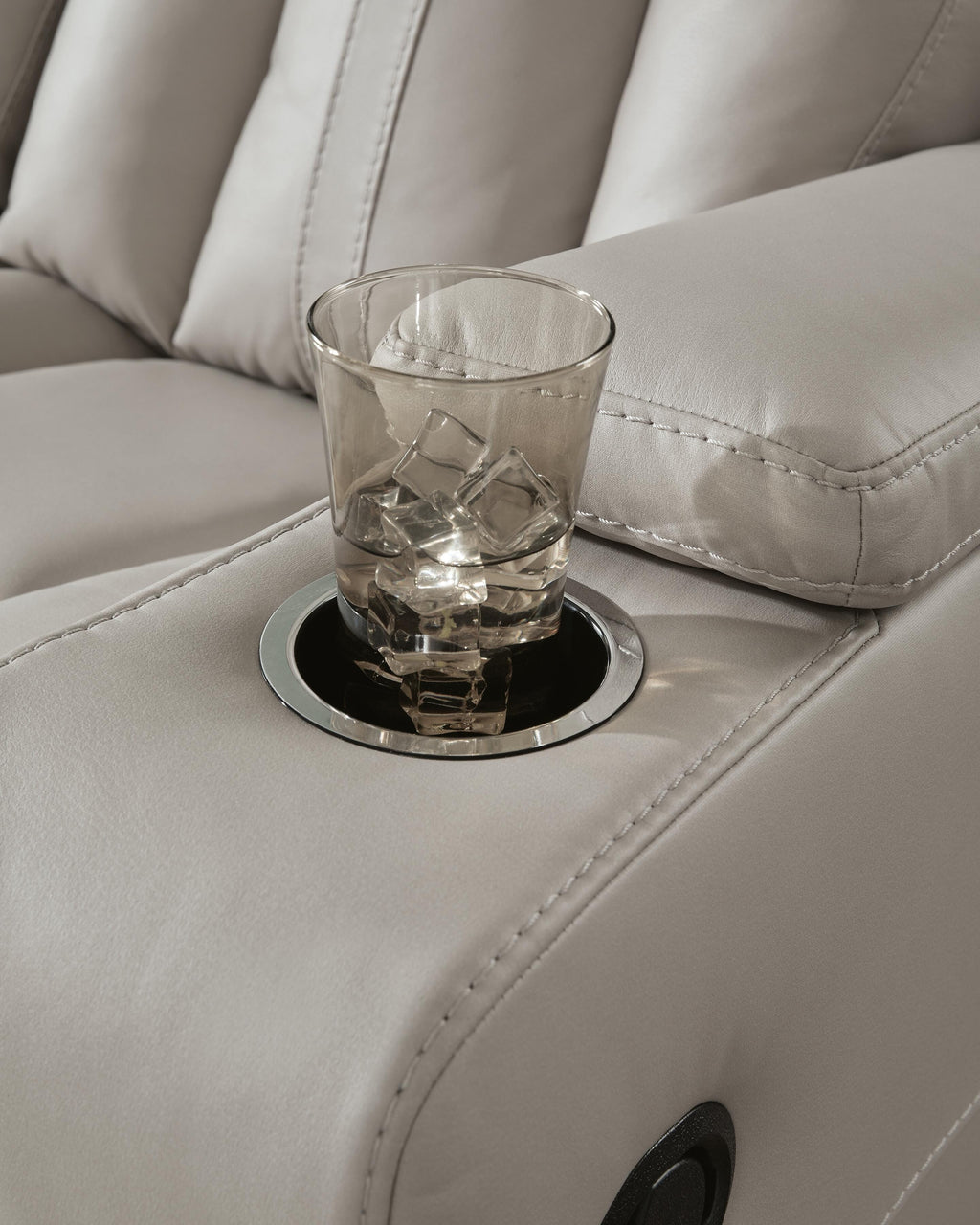 Elevate Edges Glider Recliner in Coin, detail view