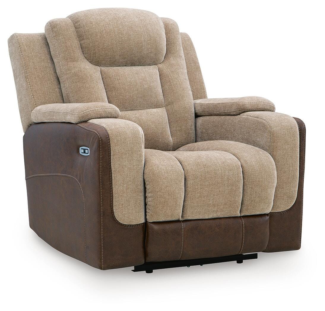 Mixed Motion Power Recliner in Brownstone, closed view