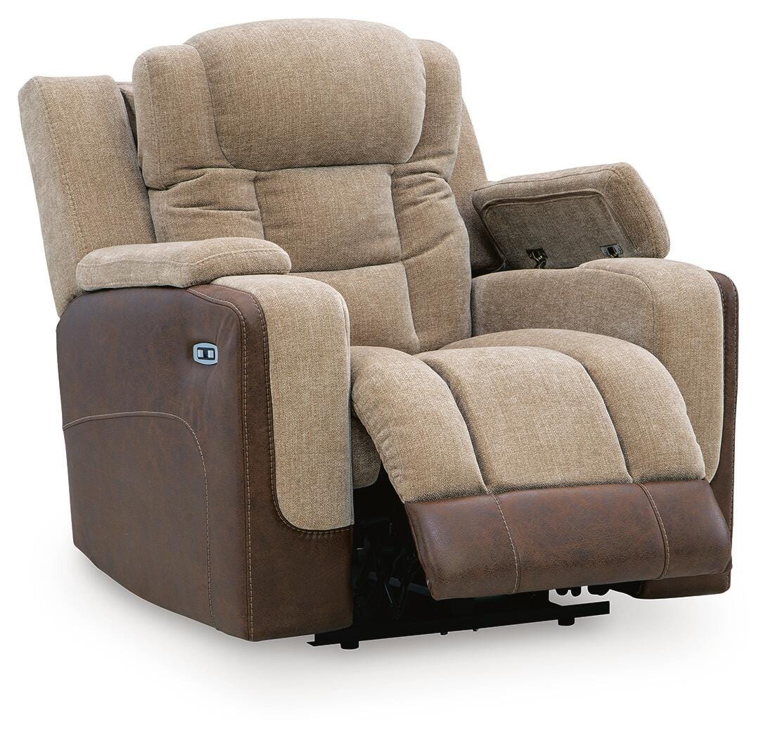Mixed Motion Power Recliner in Brownstone, open view