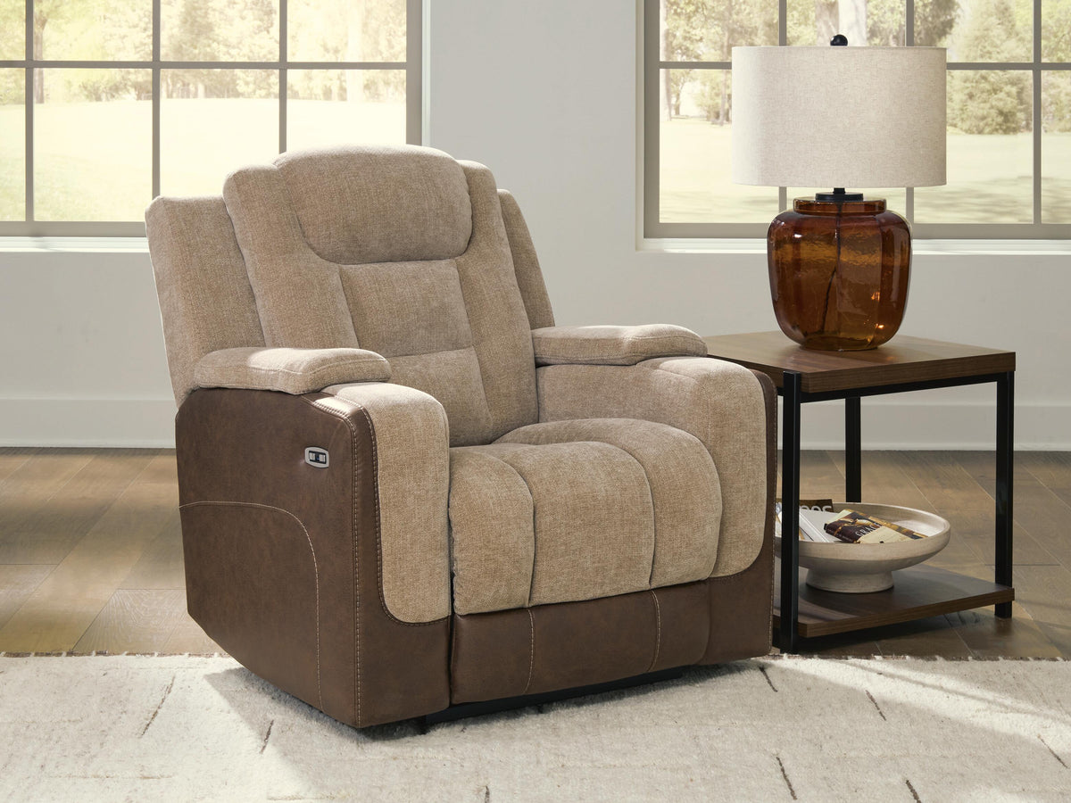 Mixed Motion Power Recliner in Brownstone, closed view