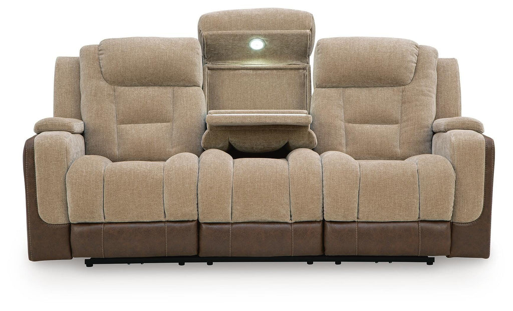 Mixed Motion Power Reclining Sofa in Brownstone, front view