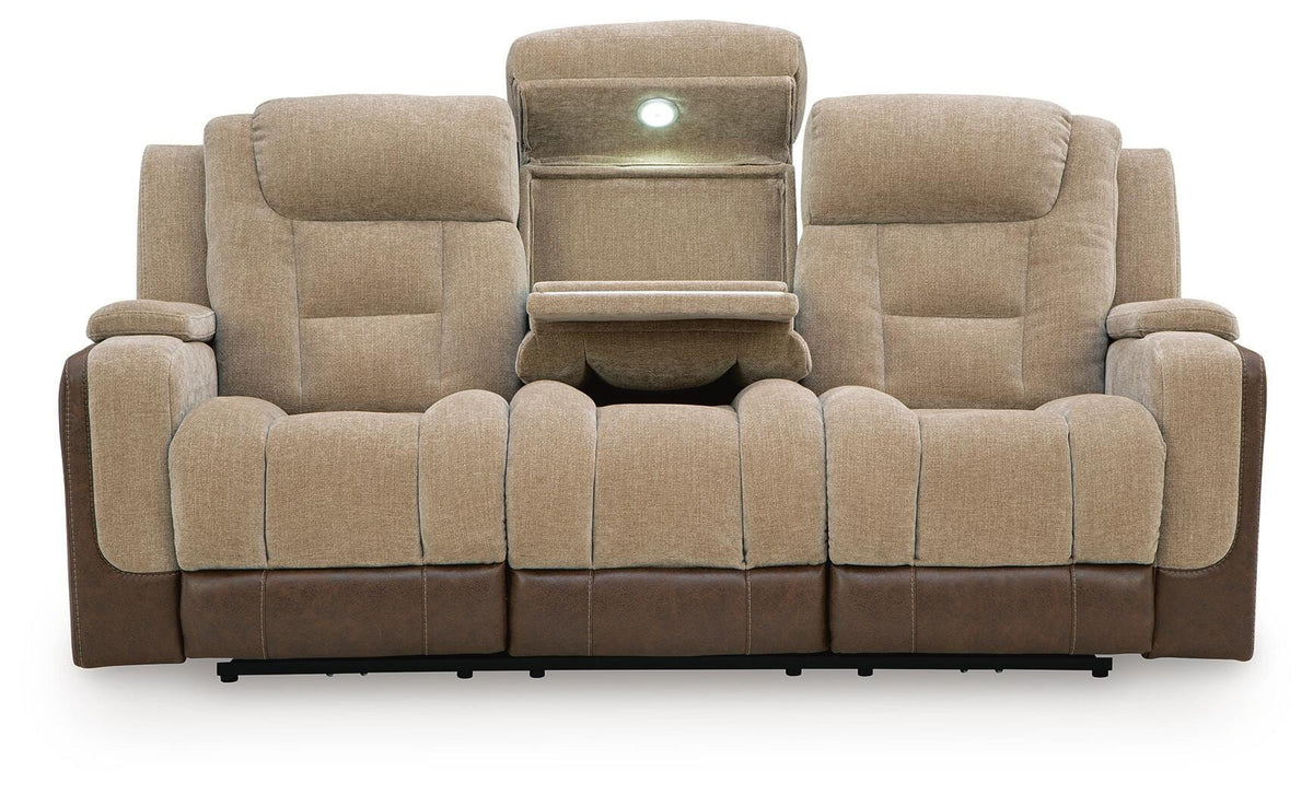 Mixed Motion Power Reclining Sofa in Brownstone, front view