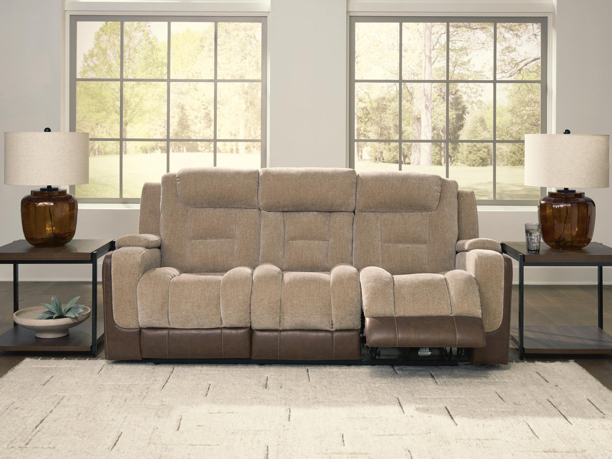 Mixed Motion Power Reclining Sofa in Brownstone, open view