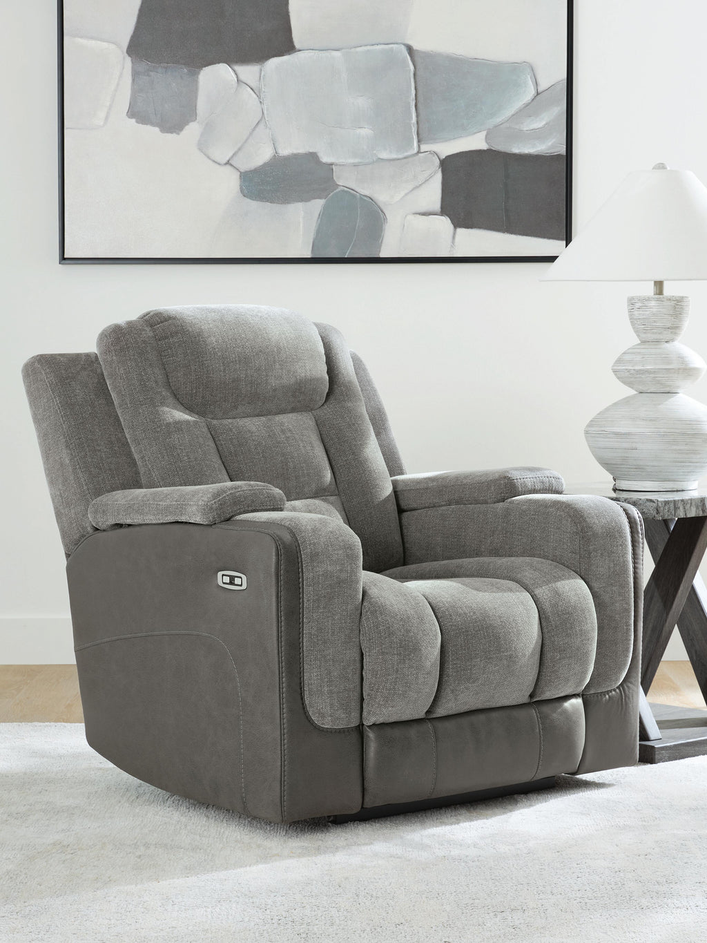 Mixed Motion Power Recliner in Shadow, closed view