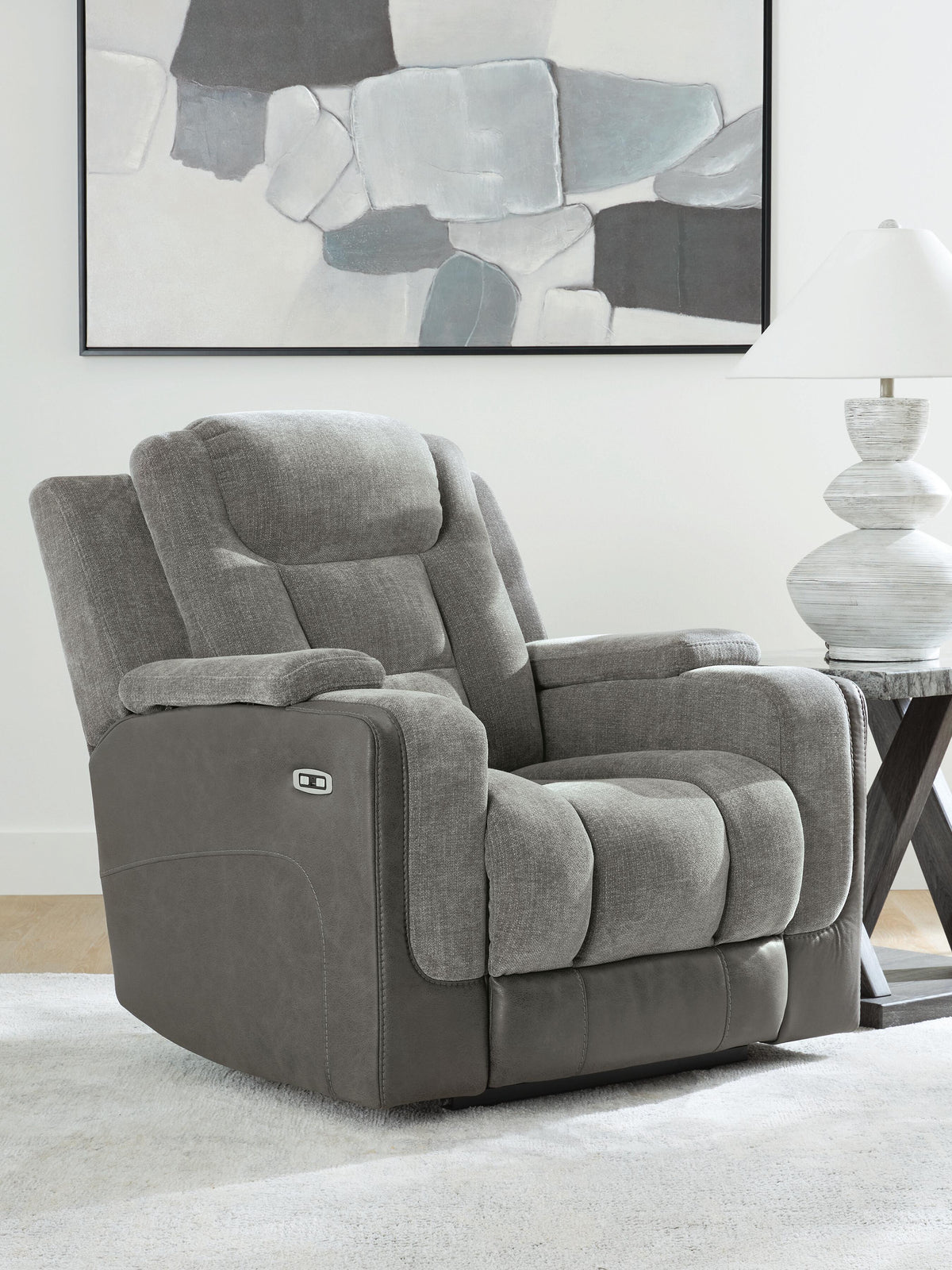 Mixed Motion Power Recliner in Shadow, closed view