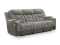 Mixed Motion Power Reclining Sofa in Shadow, closed view