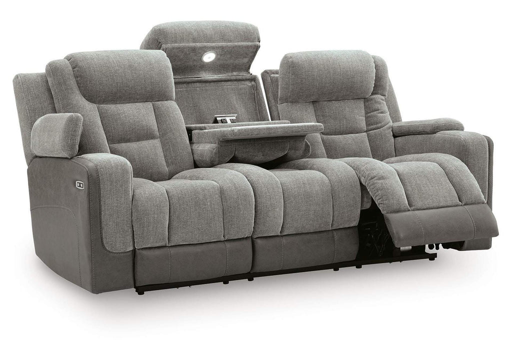 Ultimax Dual Power Reclining Sofa and Loveseat angled view
