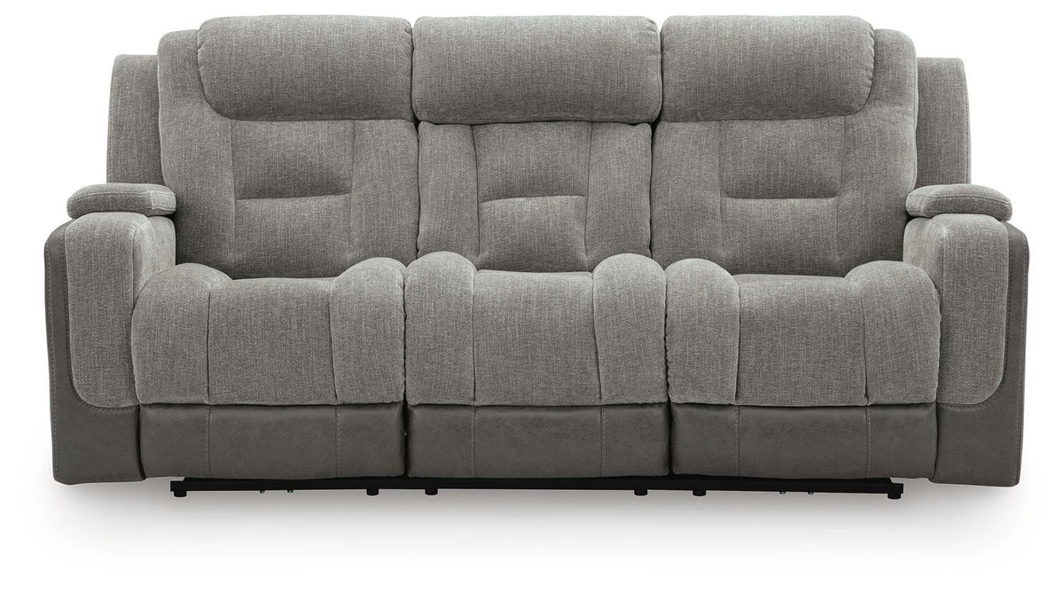 Mixed Motion Power Reclining Sofa in Shadow, front view