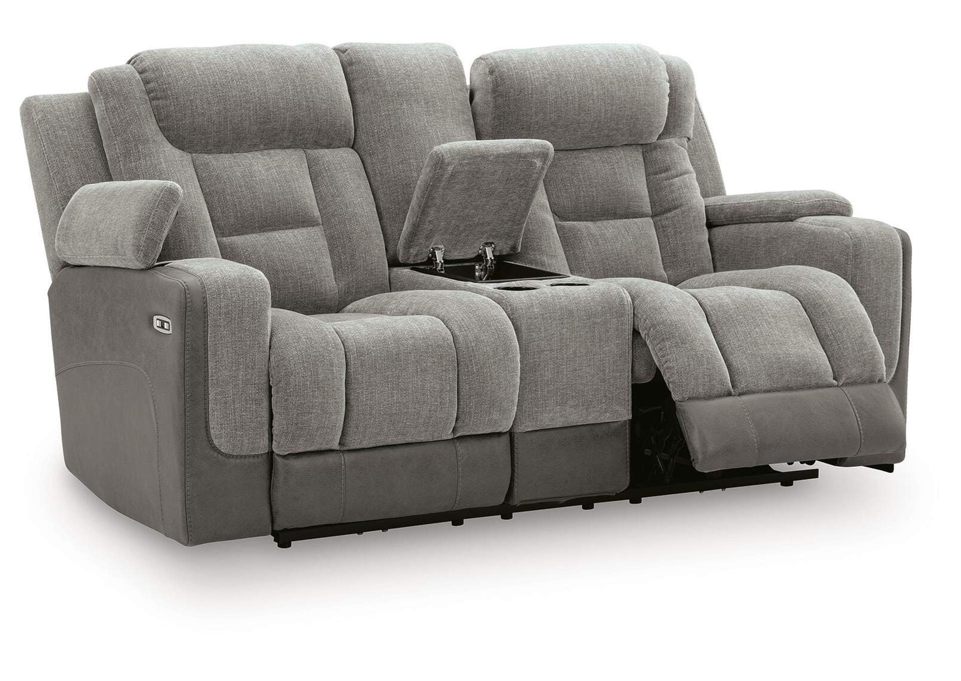 Ultimax Dual Power Reclining Sofa and Loveseat angled view