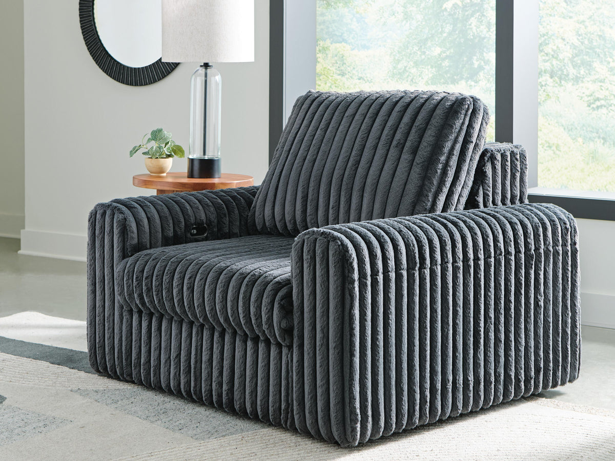 HamlinBay Power Gliding Chaise in Gunmetal, closed view