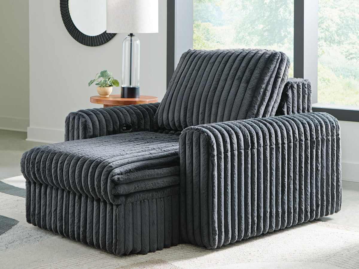 HamlinBay Power Gliding Chaise in Gunmetal, open view