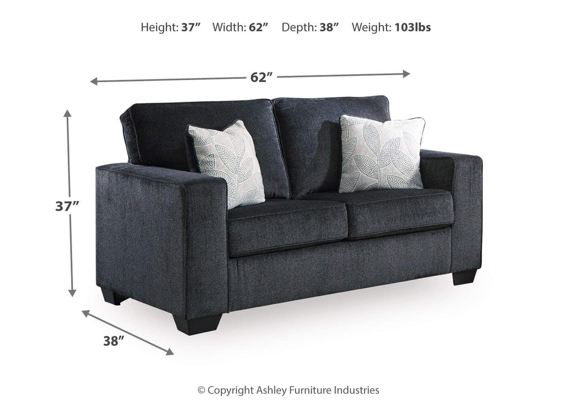 Altari Sofa, Loveseat, Chair and Ottoman dimensions
