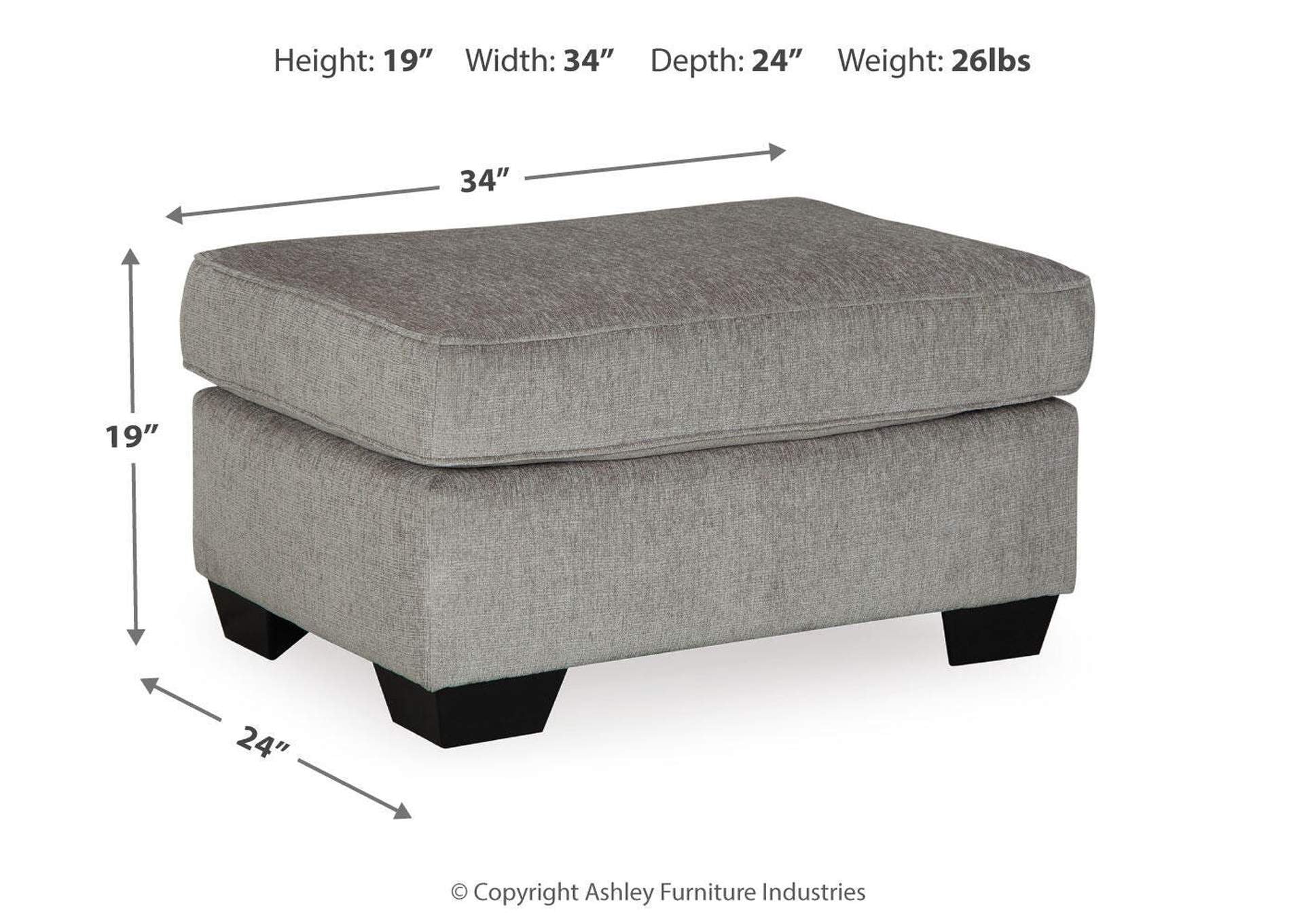 Altari Chair and Ottoman dimensions