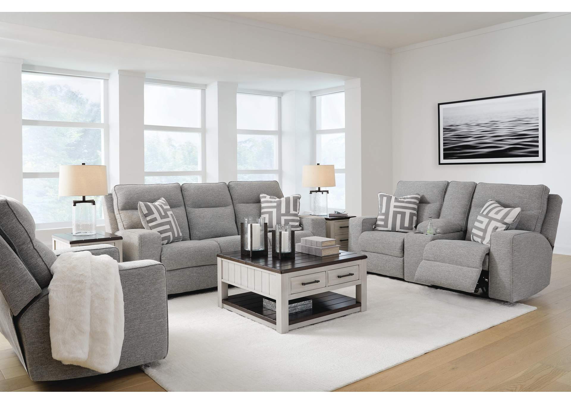 Biscoe Power Sofa, Loveseat and Recliner