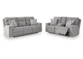 Biscoe Performance Fabric Dual Power Reclining Sofa and Loveseat